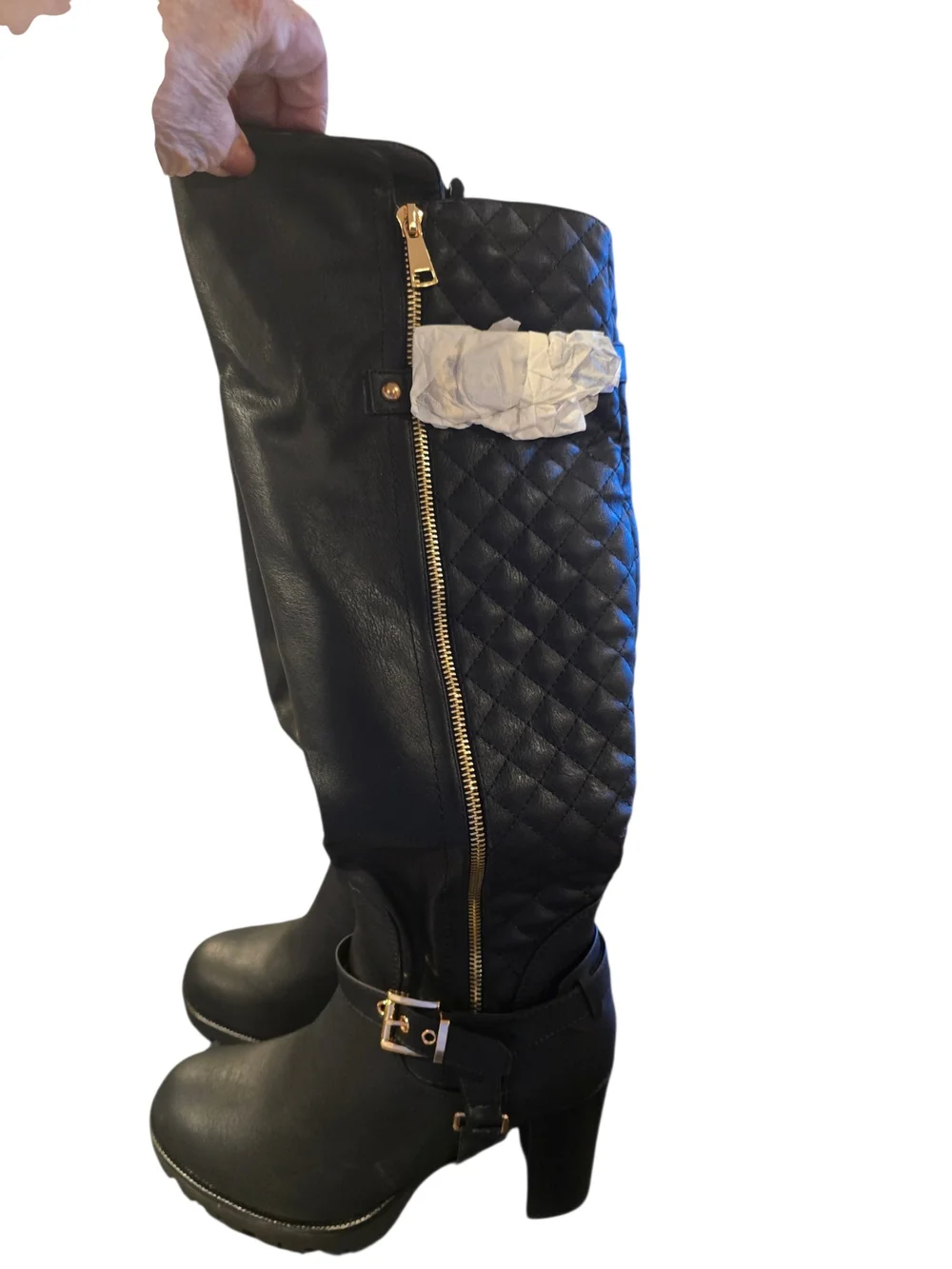 Dream Pairs women’s tall black knee-high boots, Style FUNI-1, Size US 11 NIB